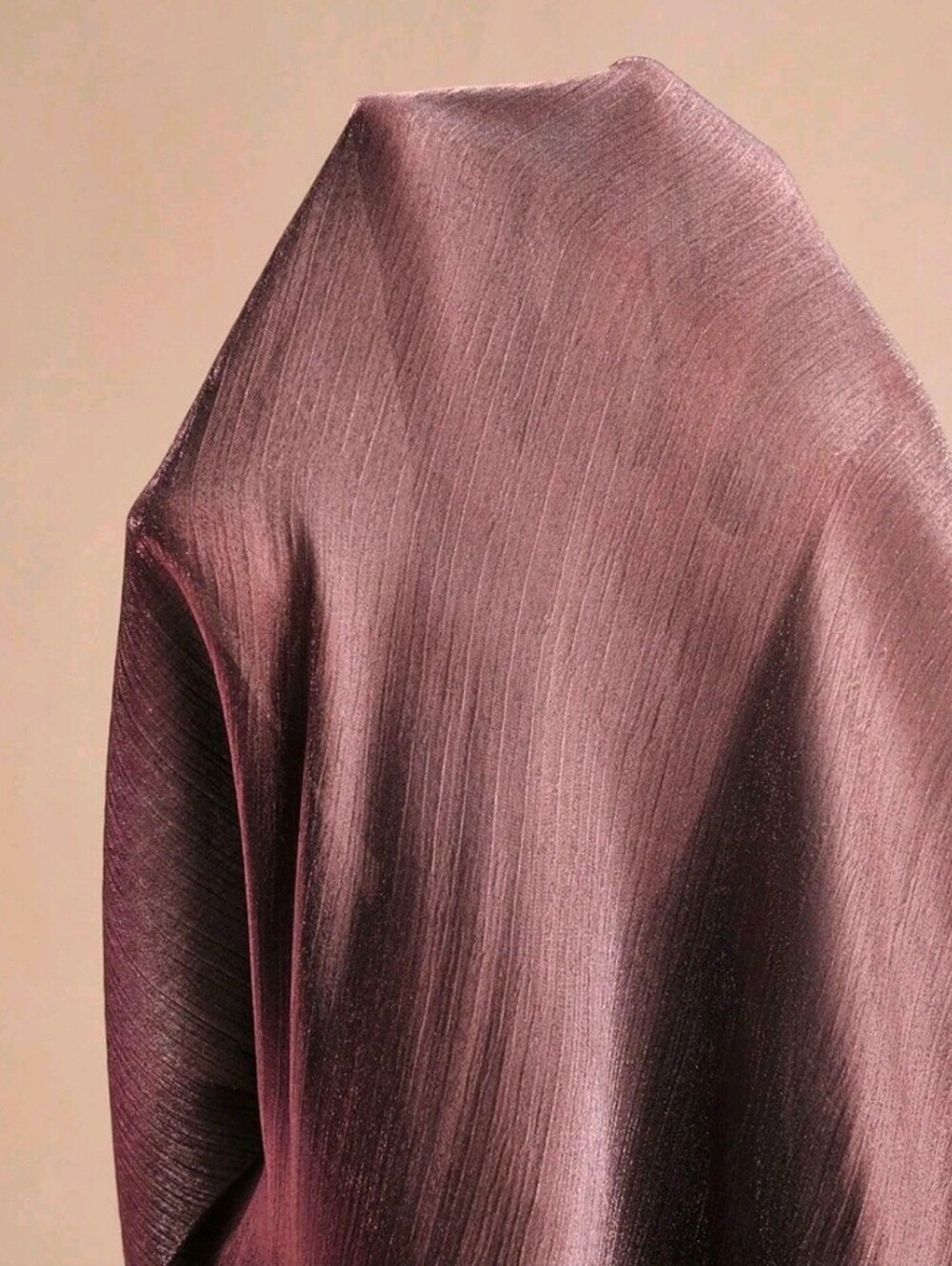 New Chic Metallic Crinkle Bow Tie Neck Top Blouse Purple - Picture 12 of 14